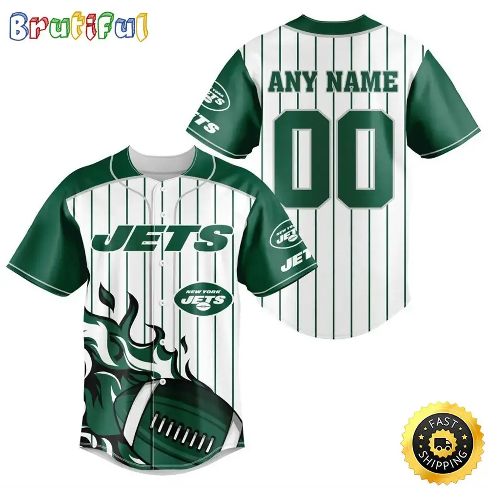 NFL New York Jets Baseball Jersey 3D Personalized Customization Options Available Image