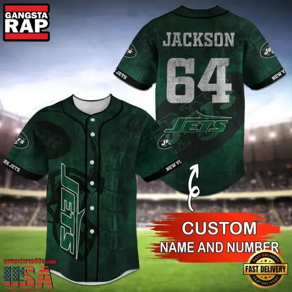 NFL New York Jets Custom Name Number Name Number Baseball Jersey Shirt Image