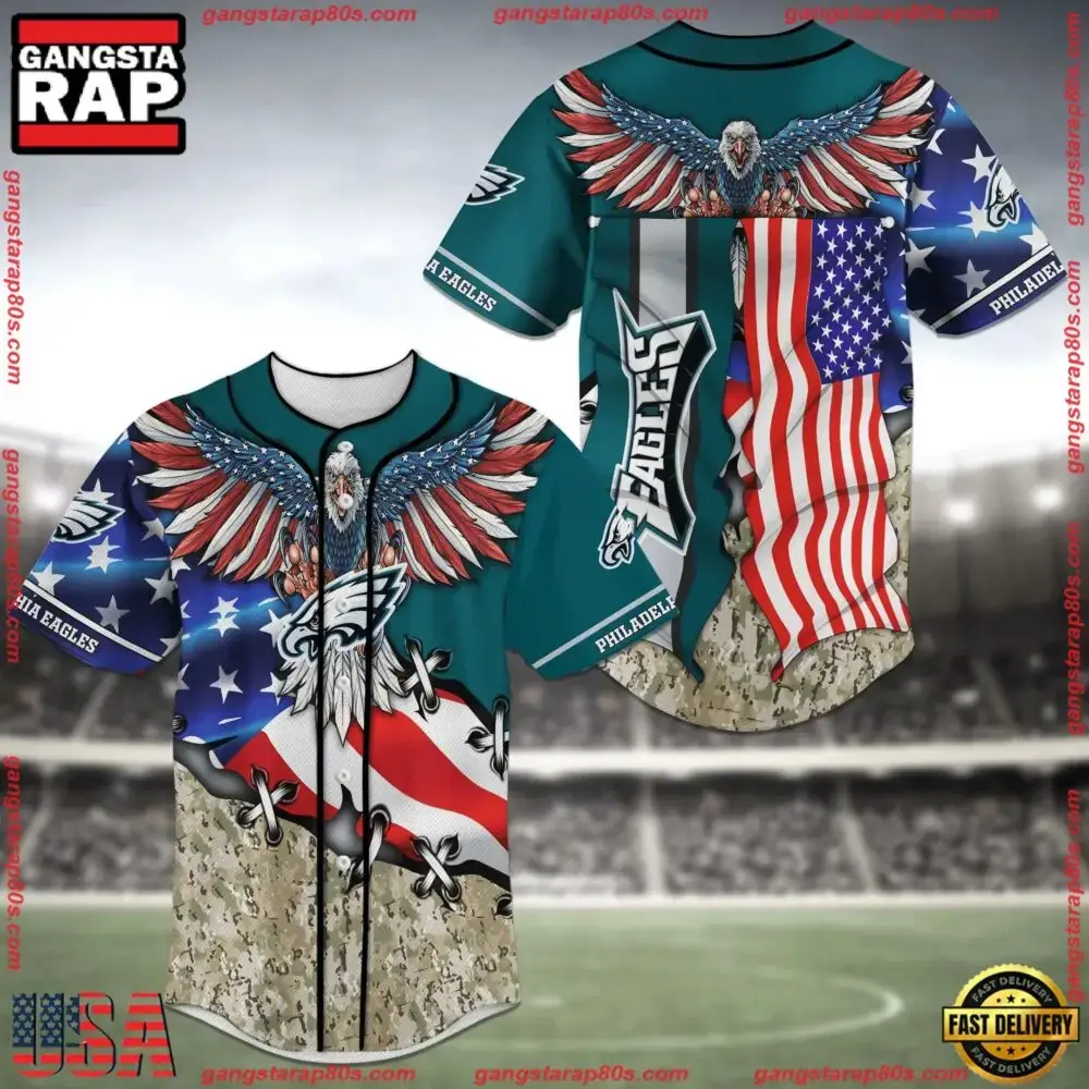 NFL Philadelphia Eagles American Eagle New Design Baseball Jersey Shirt Image
