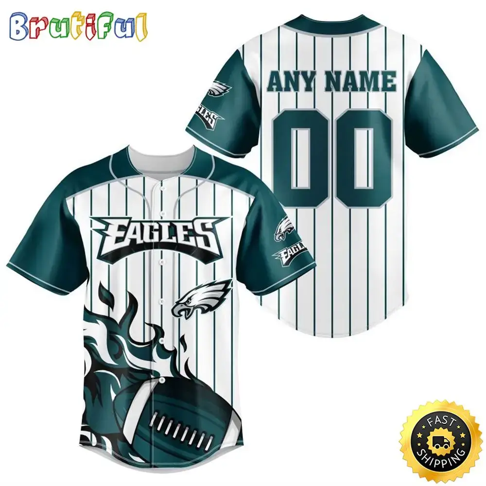NFL Philadelphia Eagles Baseball Jersey 3D Personalized Customization Options Available Image