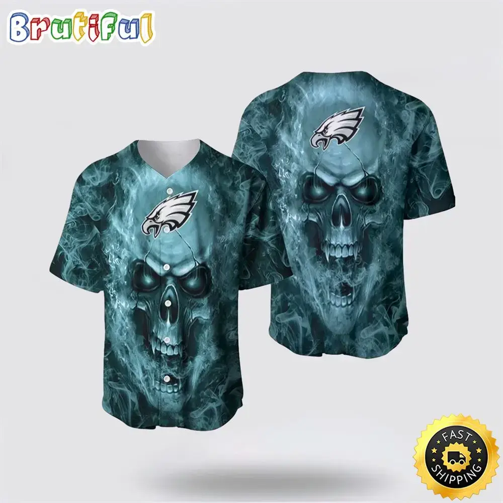 NFL Philadelphia Eagles Baseball Jersey Skull Unleash Your Team Spirit With Trendy Designs Image