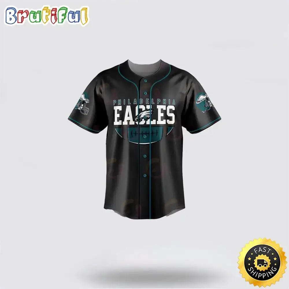 NFL Philadelphia Eagles Baseball Jersey Symbol The Batmen Team Player Black Jersey Shirt Image