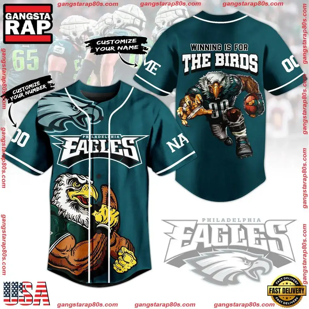 NFL Philadelphia Eagles Winning Is For The Birds Custom Name Number Baseball Jersey Image