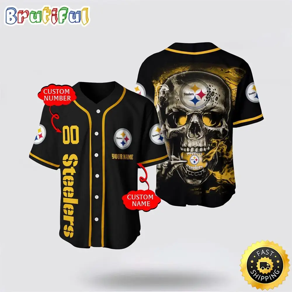 NFL Pittsburgh Steelers Baseball Jersey 3D Personalized Skull Embrace Fashion And Team Spirit Image