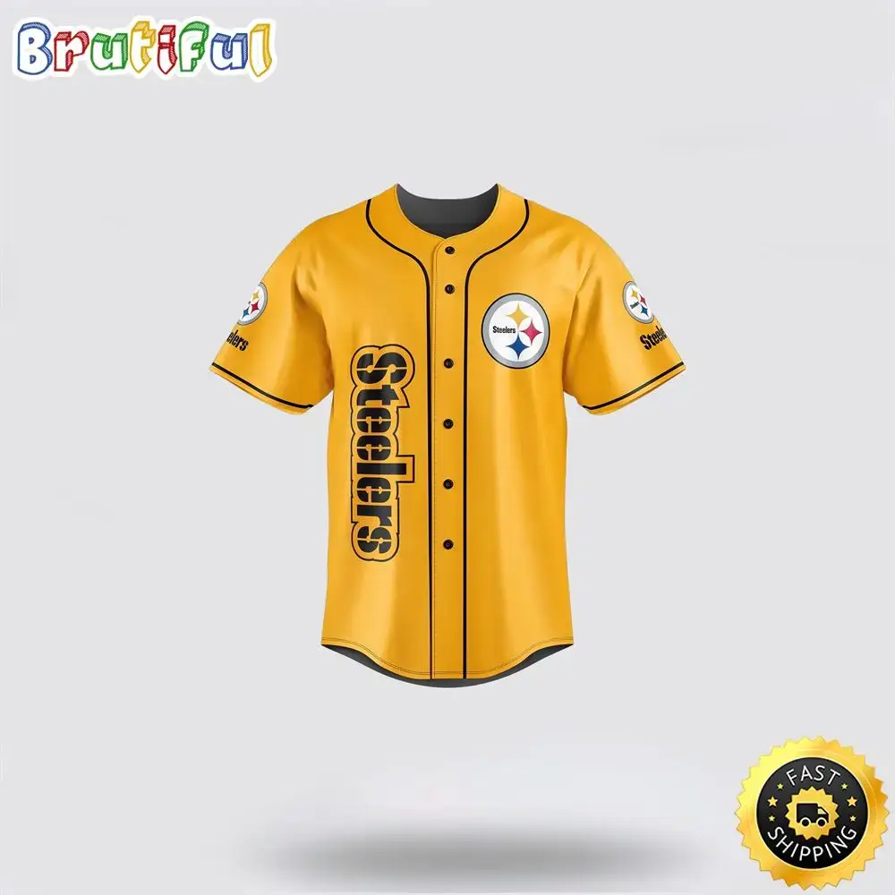 NFL Pittsburgh Steelers Baseball Jersey Players American Football Yellow Jersey Shirt Image