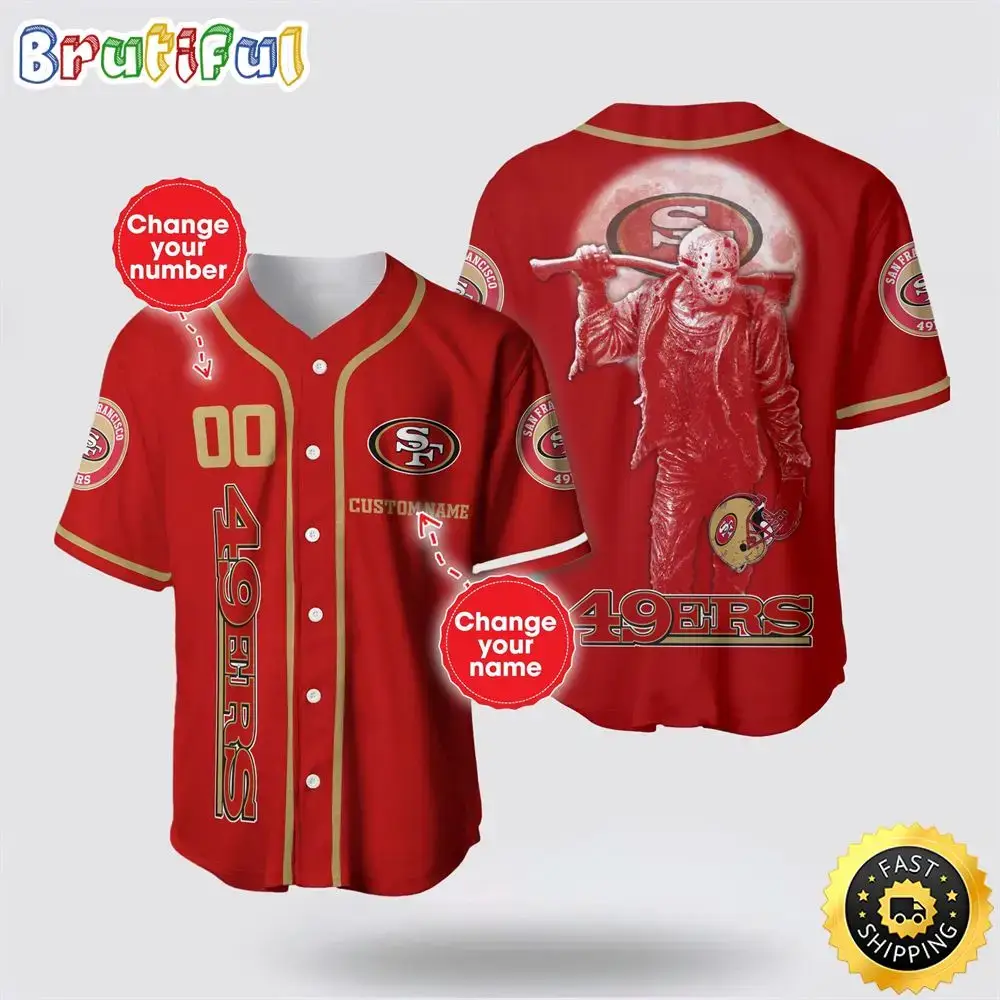 NFL San Francisco 49ers Baseball Jersey 3D Personalized Skull Score Big With Team Spirit Image