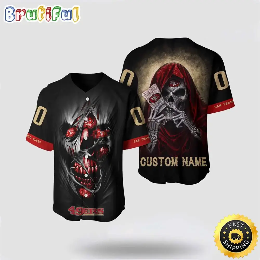 NFL San Francisco 49ers Baseball Jersey 3D Personalized Skull Stay Cozy And Stylish Image