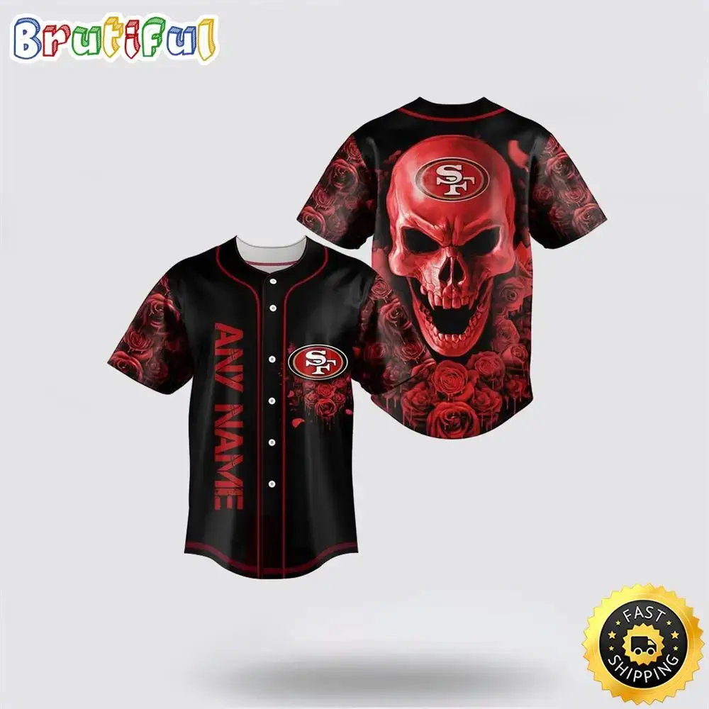 NFL San Francisco 49ers Baseball Jersey 3D Personalized Skull Top Quality Fan Apparel Image