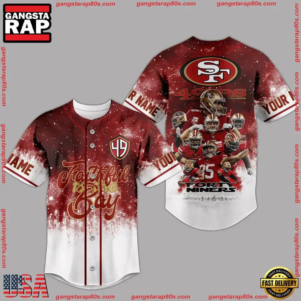 NFL San Francisco 49ers Faithful To The Bay Custom Name Baseball Jersey Image