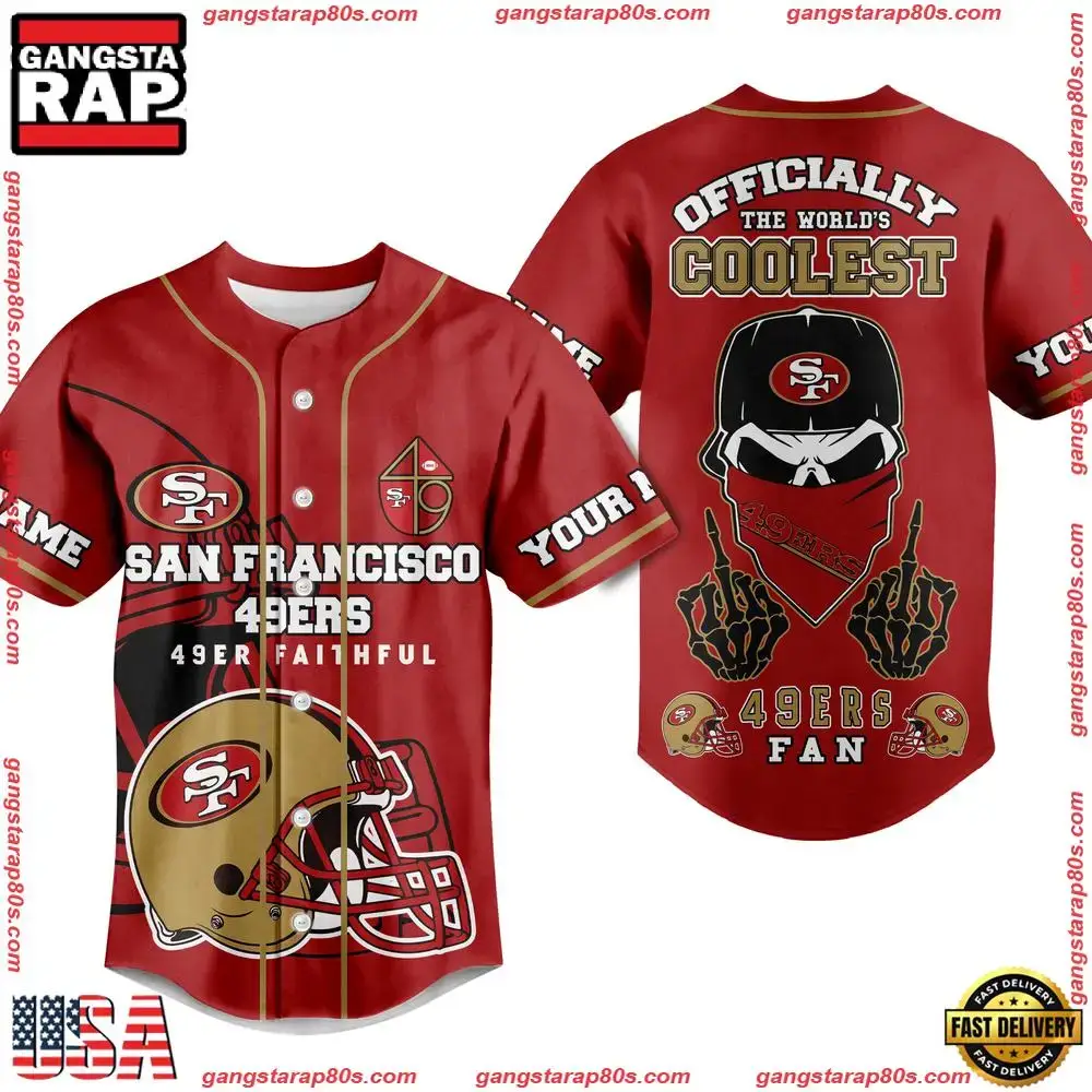 NFL San Francisco 49ers Officially The World Coolest Custom Name Baseball Jersey Image