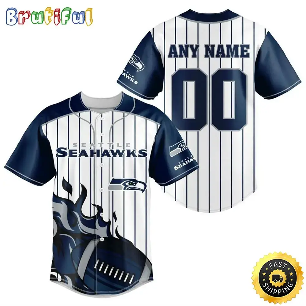 NFL Seattle Seahawks Baseball Jersey 3D Personalized Customization Options Available Image