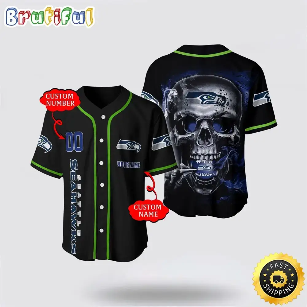 NFL Seattle Seahawks Baseball Jersey 3D Personalized Skull Embrace Fashion And Team Spirit Image