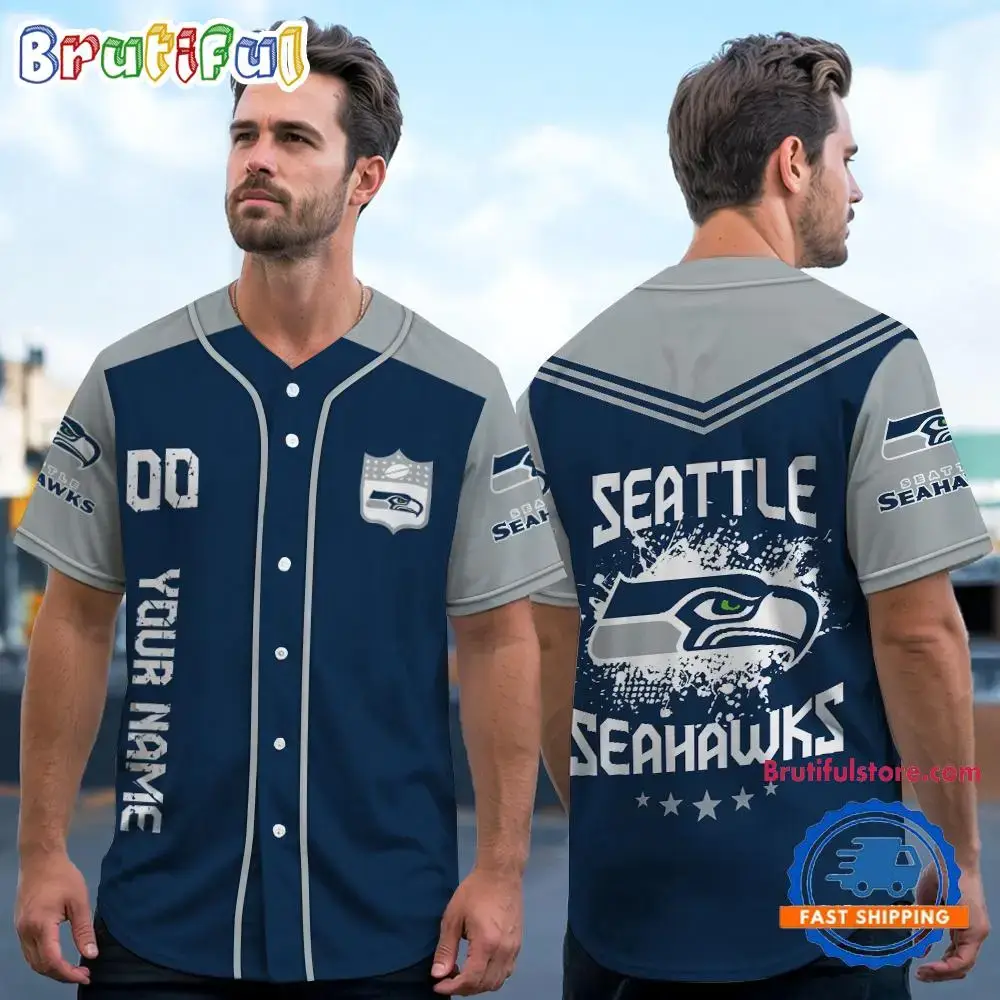 NFL Seattle Seahawks Personalized Baseball Jersey Image