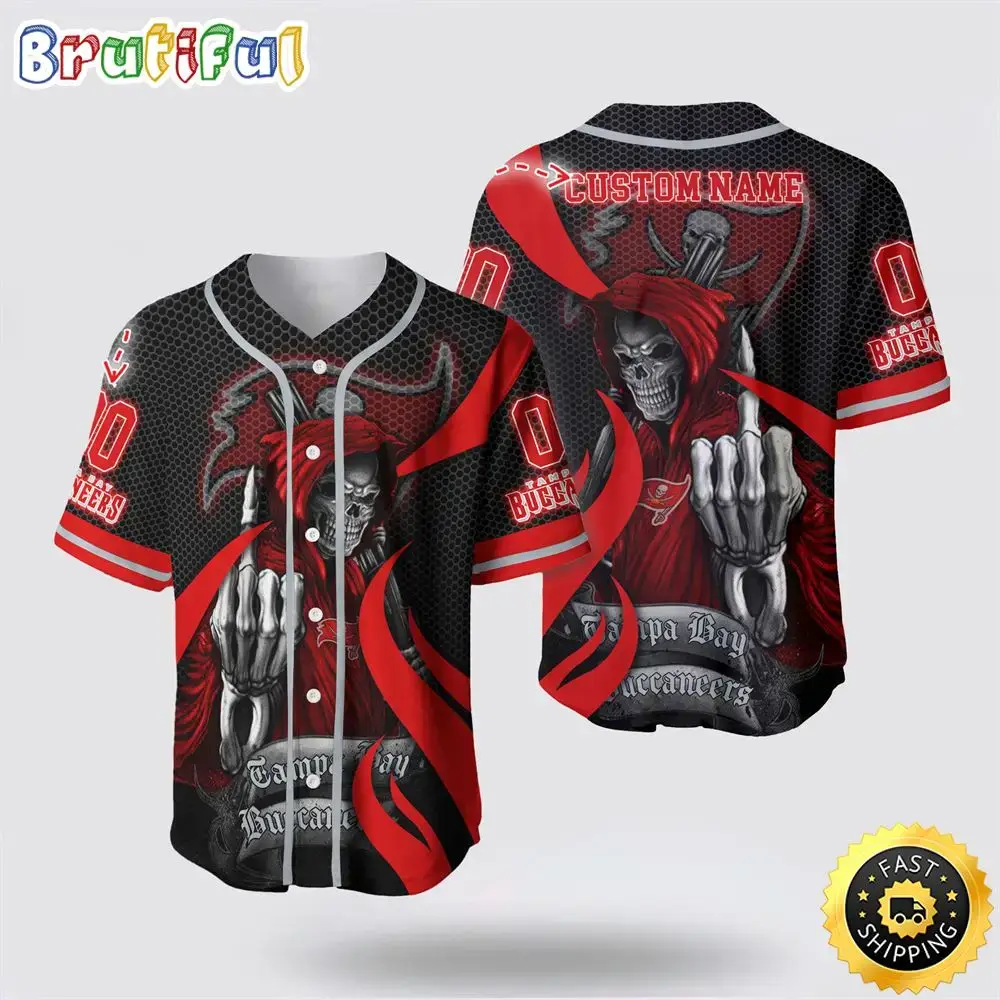 NFL Tampa Bay Buccaneers Baseball Jersey 3D Personalized Skull Gear Up For Game Day Image