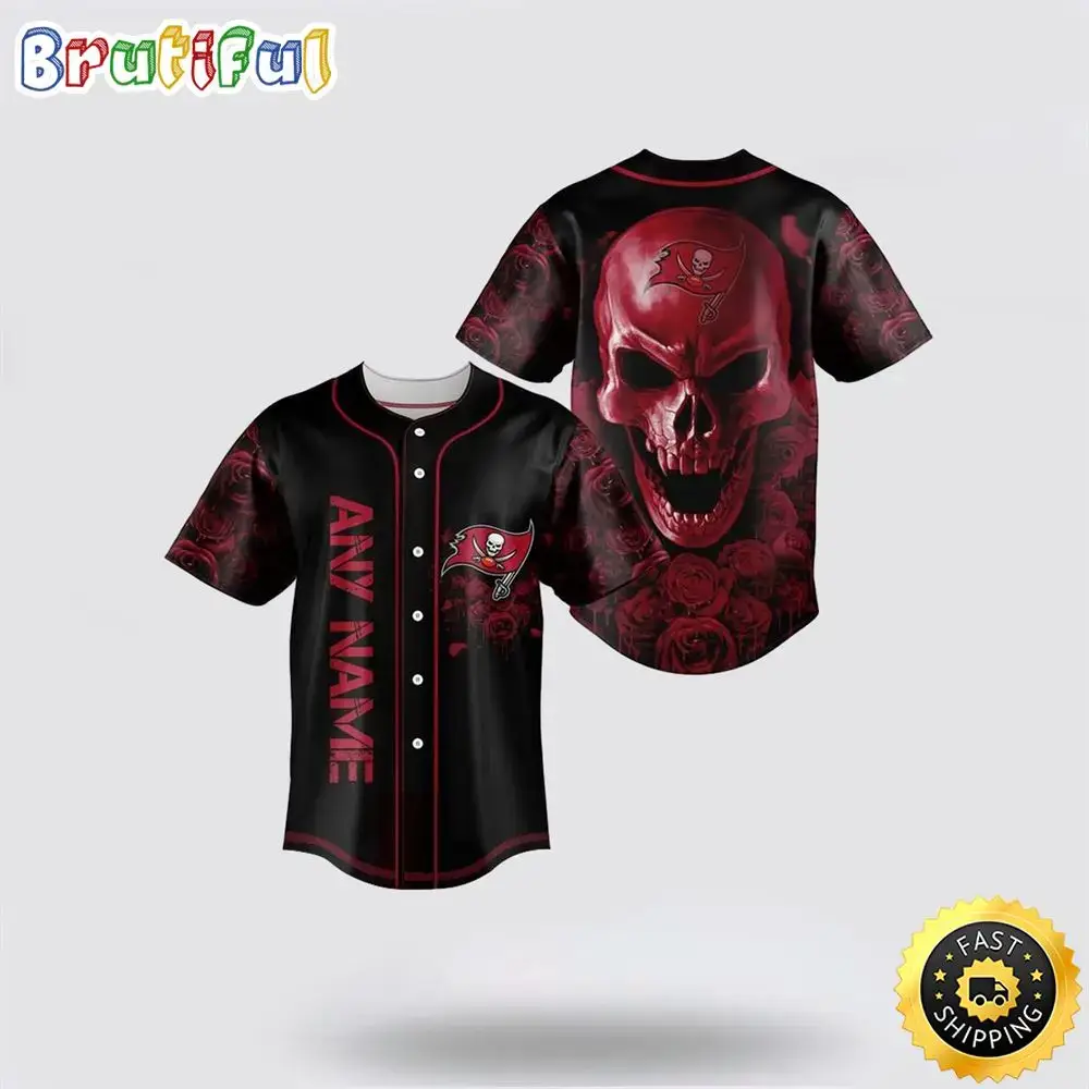 NFL Tampa Bay Buccaneers Baseball Jersey 3D Personalized Skull Top Quality Fan Apparel Image