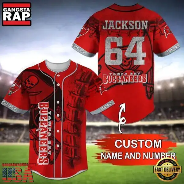 NFL Tampa Bay Buccaneers Custom Name Number Name Number Baseball Jersey Shirt Image
