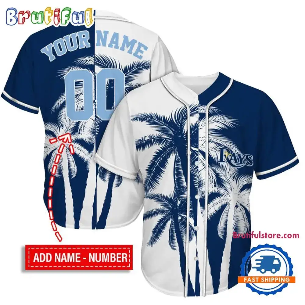 Nfl Tampa Bay Rays Palm Trees Pattern Summer Personalized Baseball Jersey Image