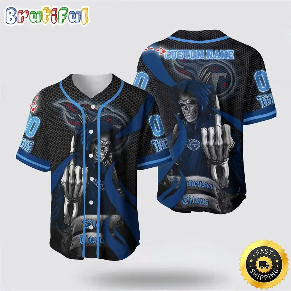 NFL Tennessee Titans Baseball Jersey 3D Personalized Skull Gear Up For Game Day Image