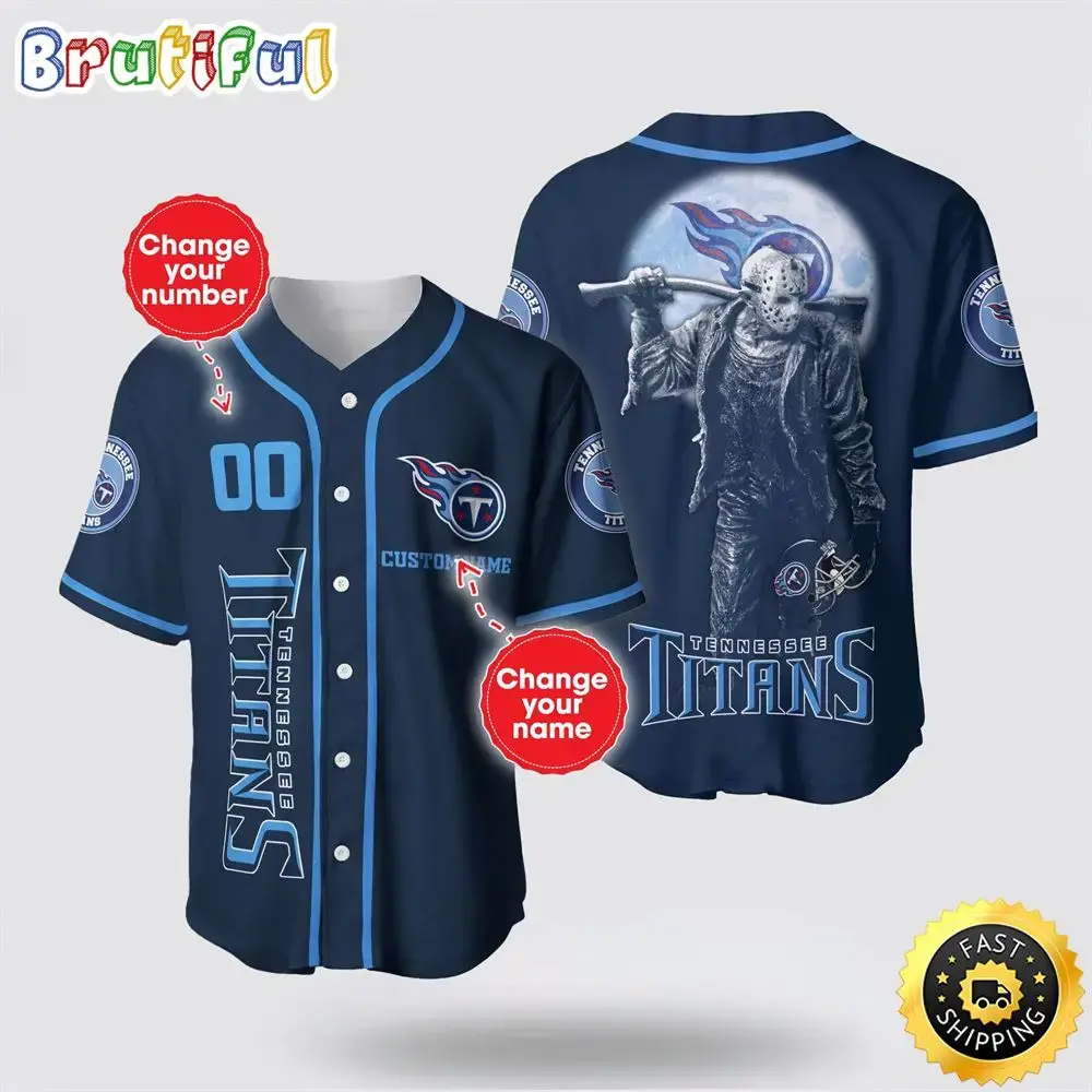 NFL Tennessee Titans Baseball Jersey 3D Personalized Skull Score Big With Team Spirit Image