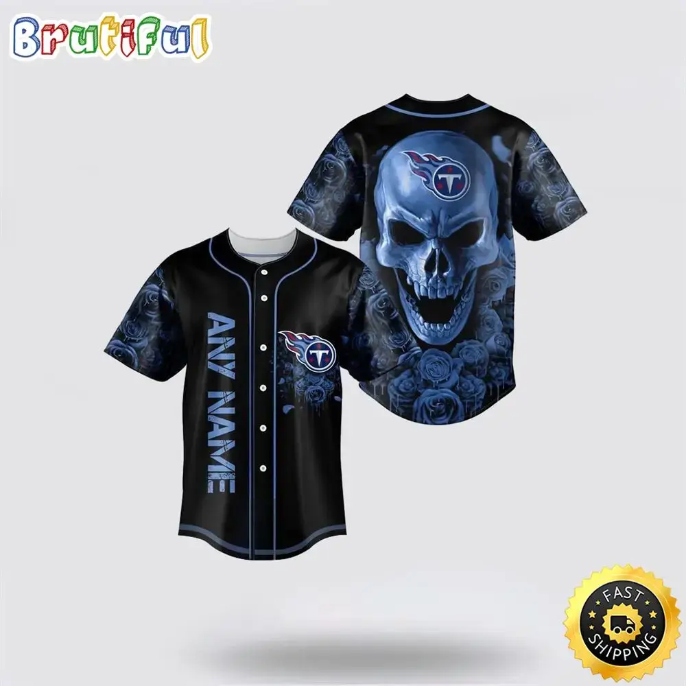 NFL Tennessee Titans Baseball Jersey 3D Personalized Skull Top Quality Fan Apparel Image
