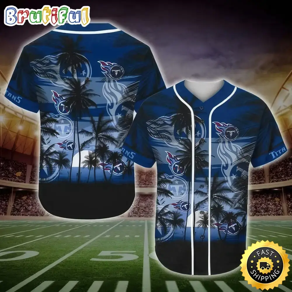 NFL Tennessee Titans Baseball Jersey Shirt Palm Tree Image
