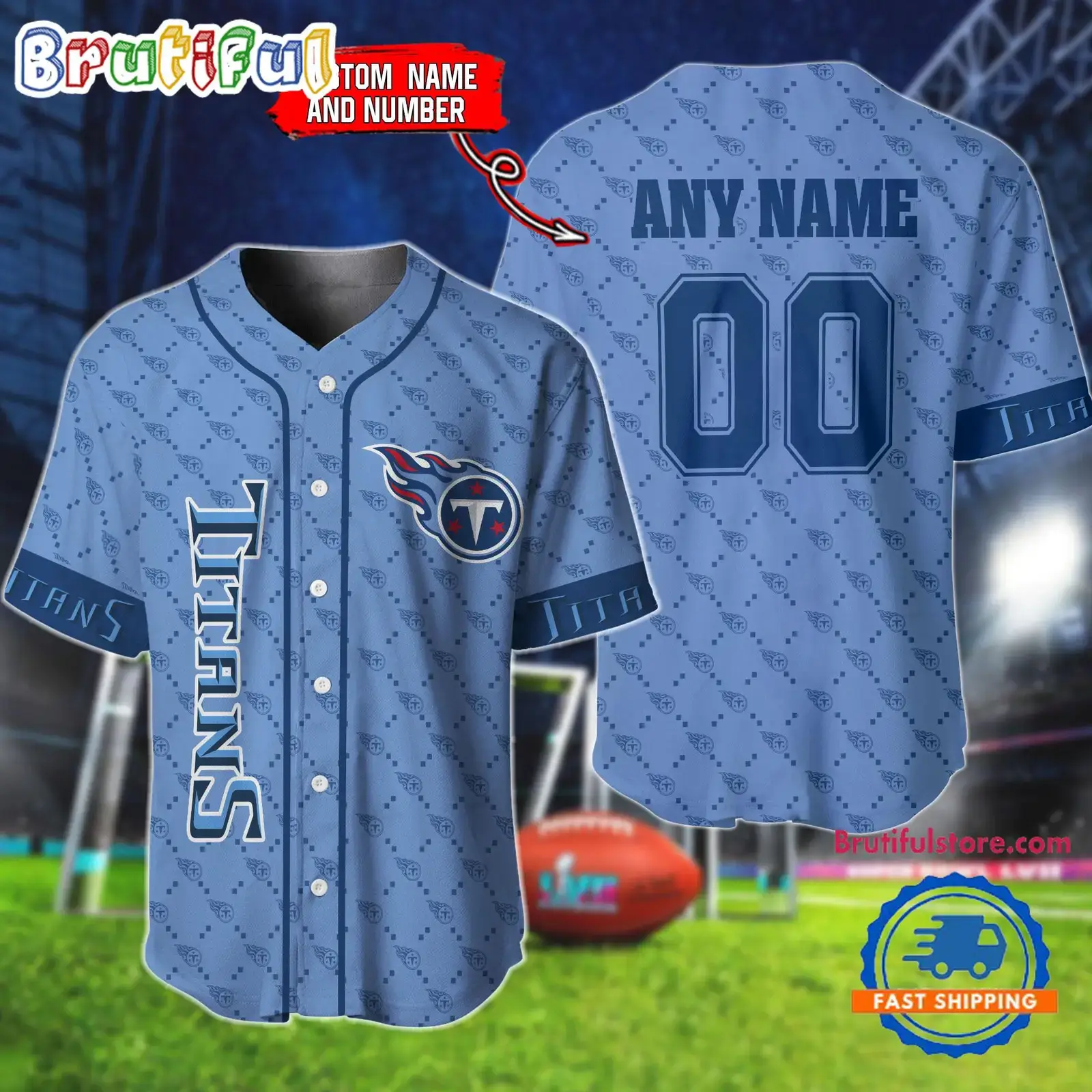 NFL Tennessee Titans Logo Team Hologram Pattern Design Baseball Jersey Image