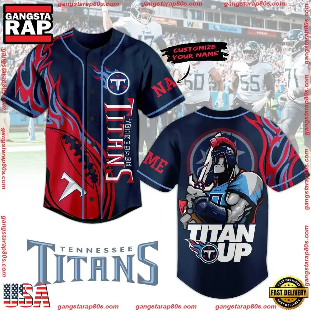NFL Tennessee Titans Warrior Titan Up Custom Name Baseball Jersey Image