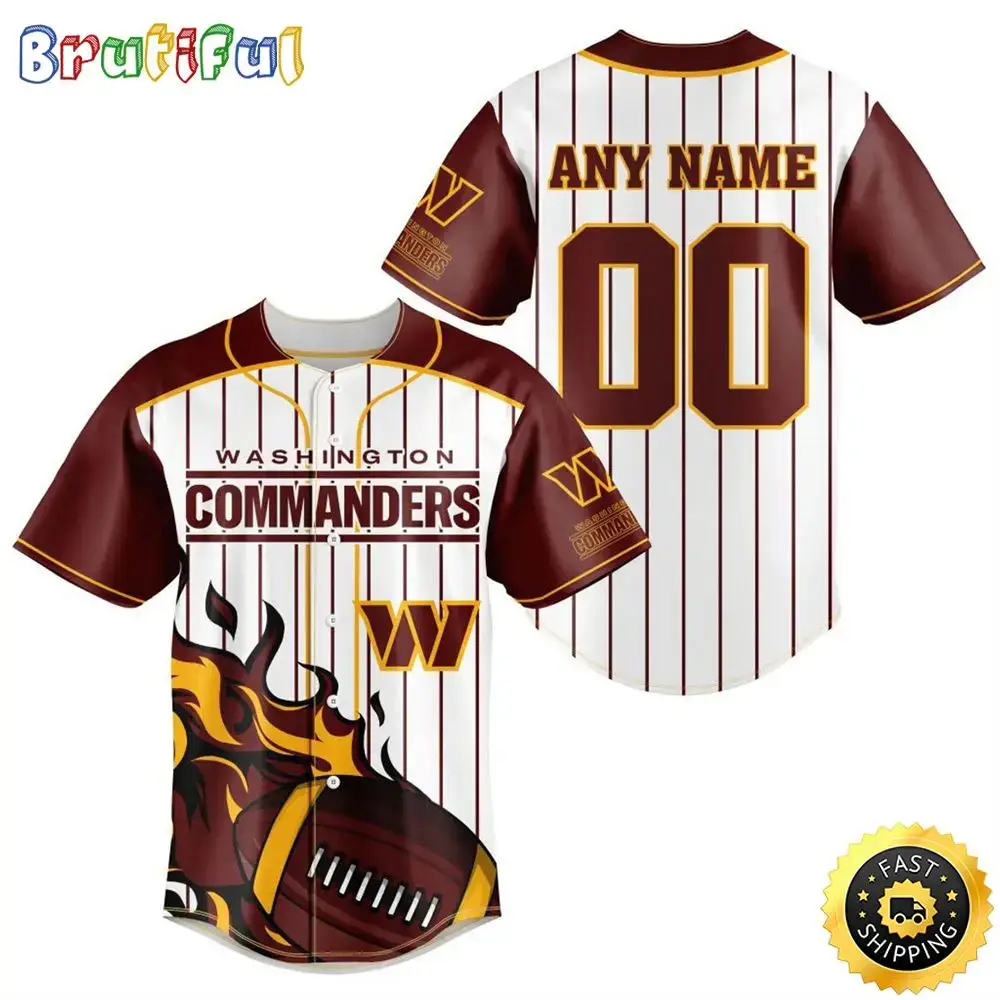 NFL Washington Commanders Baseball Jersey 3D Personalized Customization Options Available Image