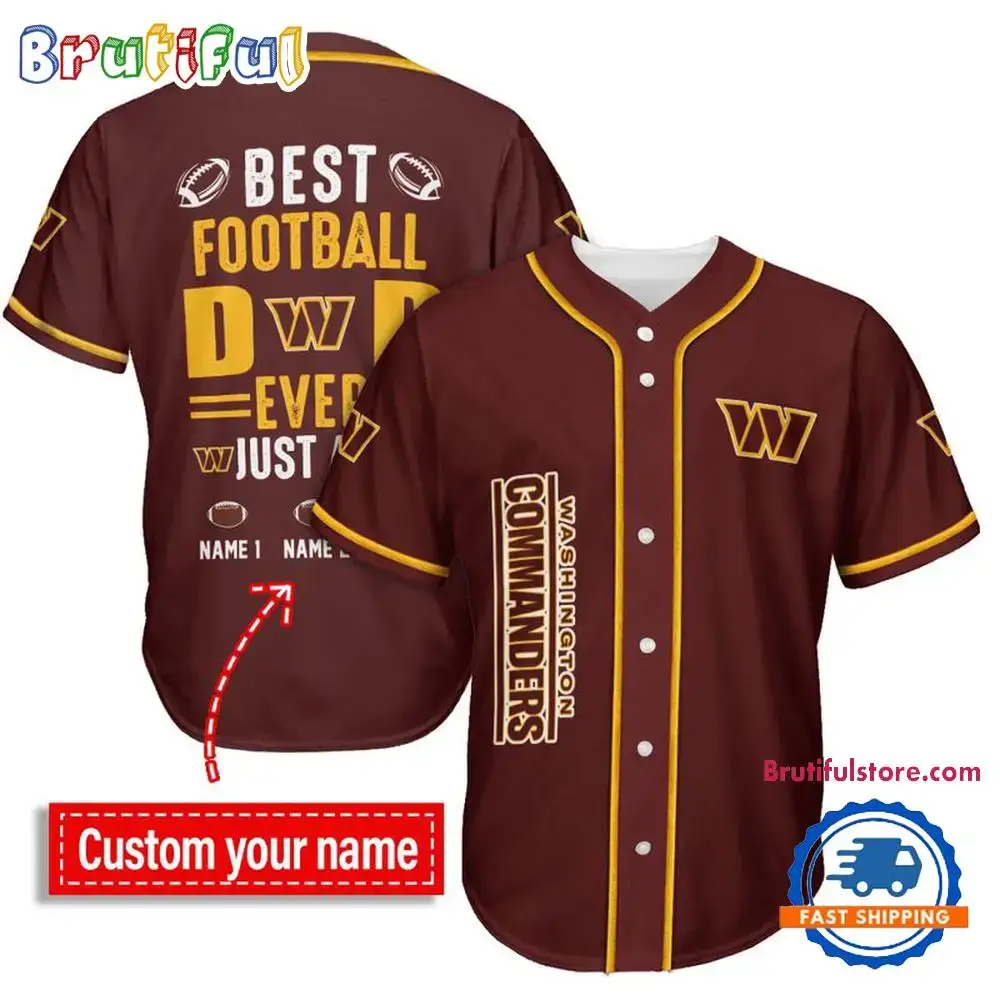 NFL Washington Commanders Best Dad Ever Baseball Jersey Image