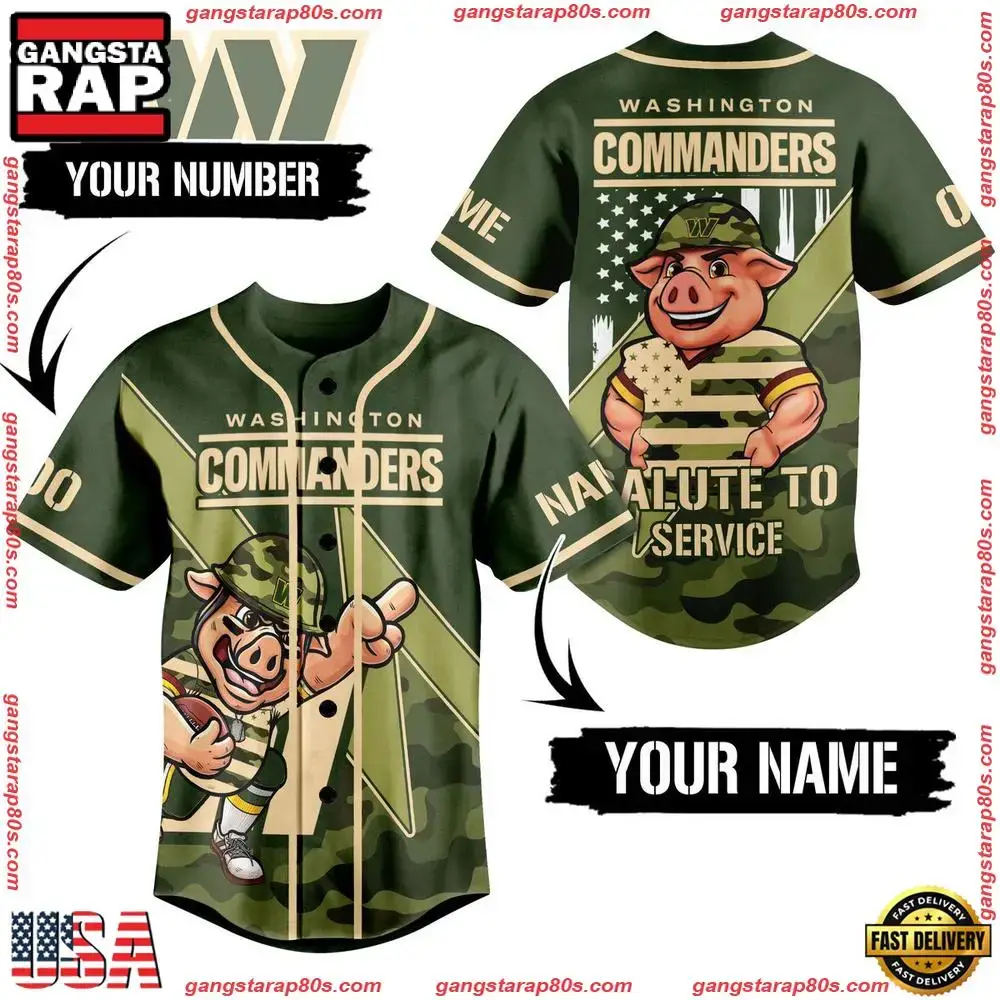 NFL Washington Commanders Salute To Service Custom Name Number Baseball Jersey Image