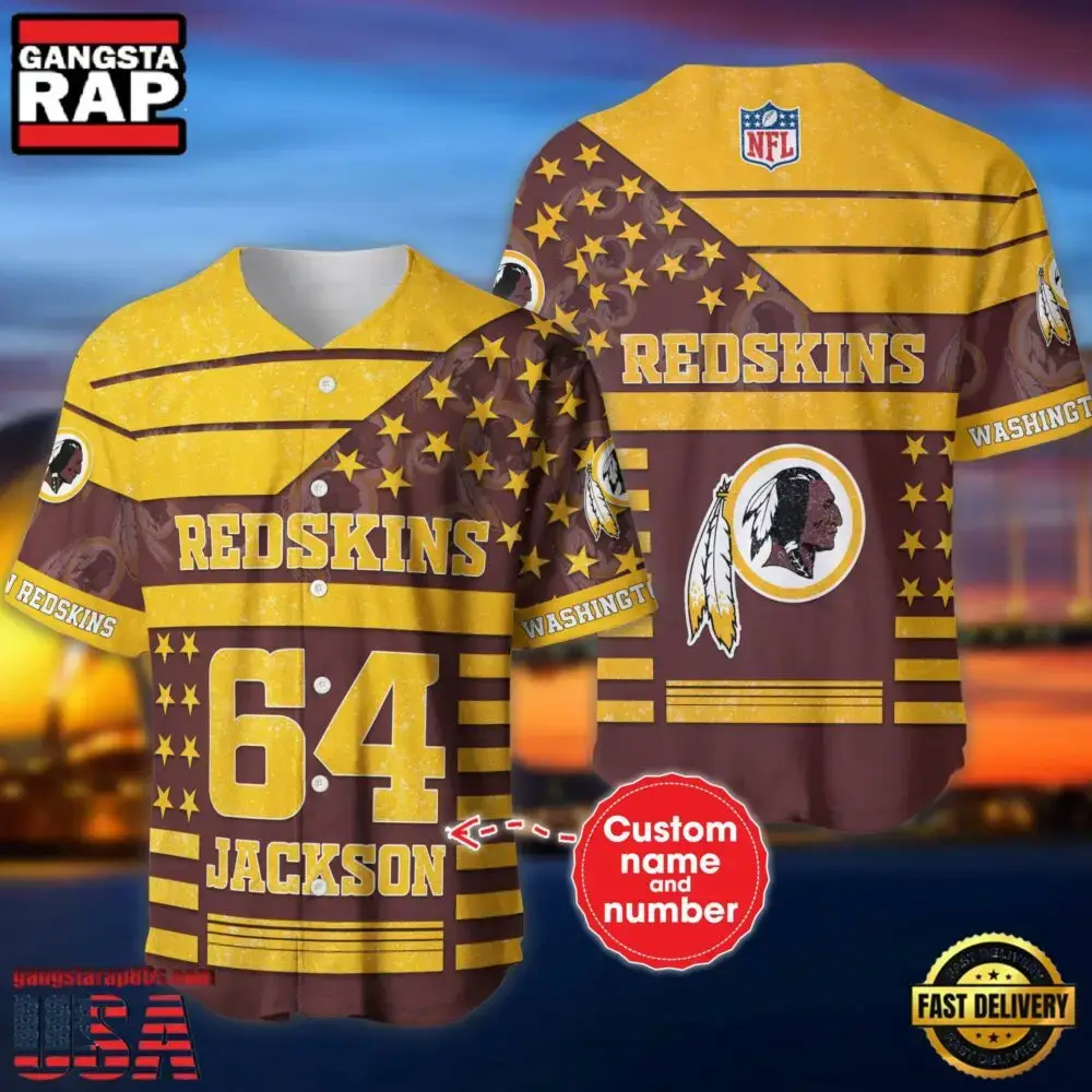 NFL Washington Football Team Custom Name Number Name Number American Flag Baseball Jersey Shirt Image