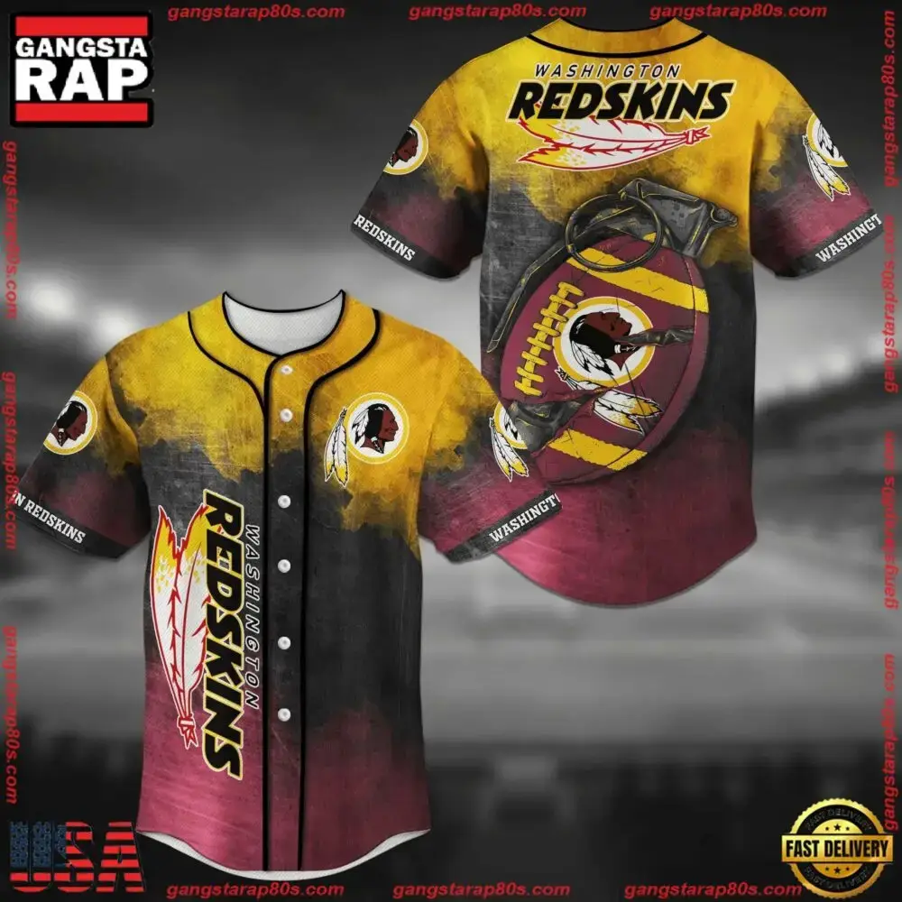 NFL Washington Redskins New Design Baseball Jersey Shirt Print Image