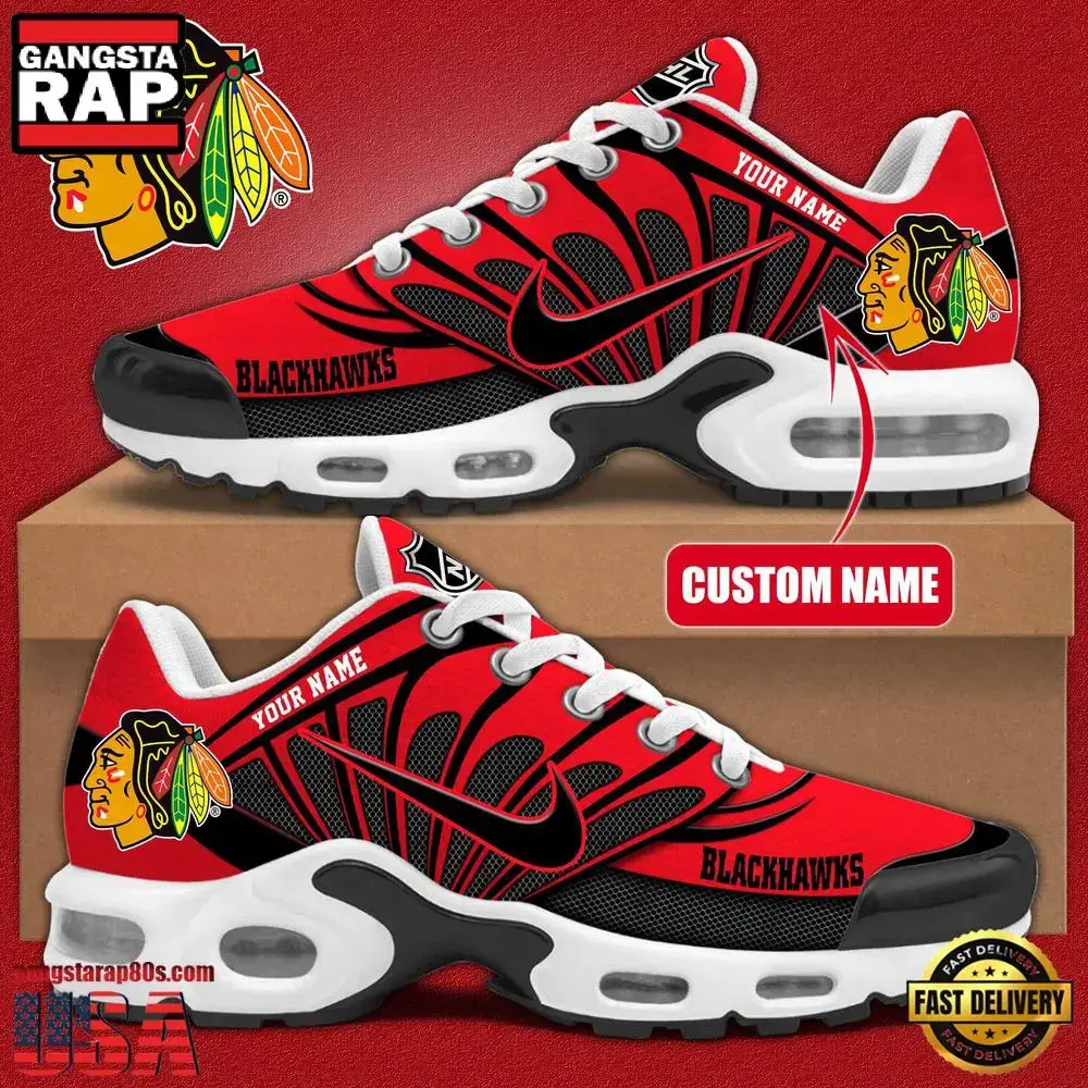 NHL Custom Name Chicago Blackhawks New Design Air Max Plus Shoes Running Sneakers Image