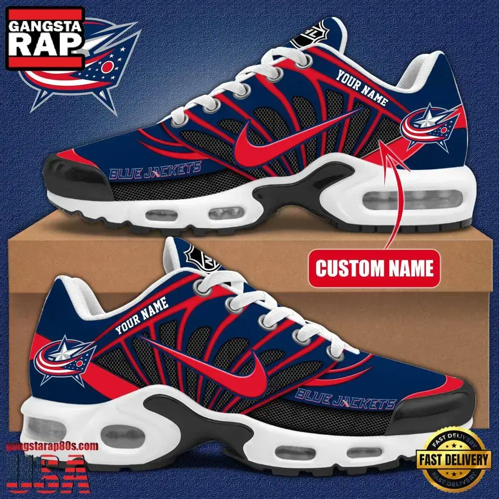 NHL Custom Name Columbus Blue Jackets New Design Air Max Plus Shoes Running Sneakers Image