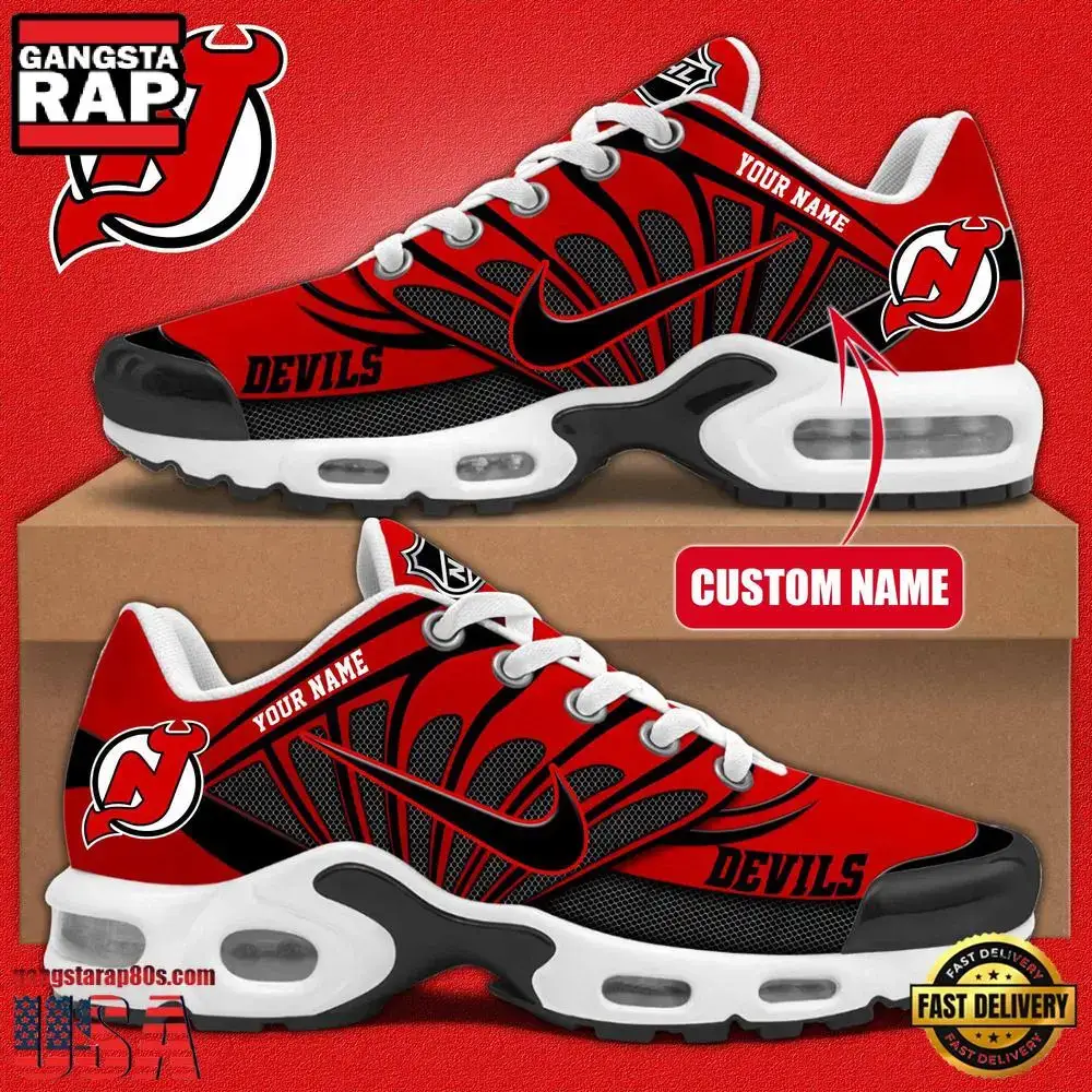 NHL Custom Name New Jersey Devils New Design Air Max Plus Shoes Running Sneakers Image