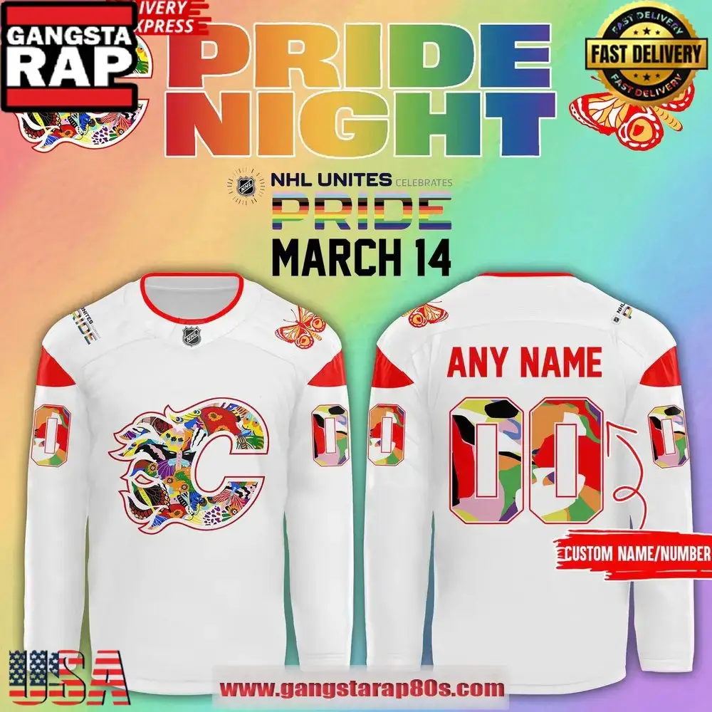 NHL Custom Name Number Calgary Flames Pride Night 2025 Jersey Image