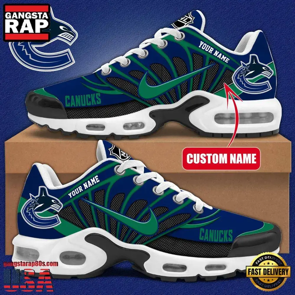 NHL Custom Name Vancouver Canucks New Design Air Max Plus Shoes Running Sneakers Image