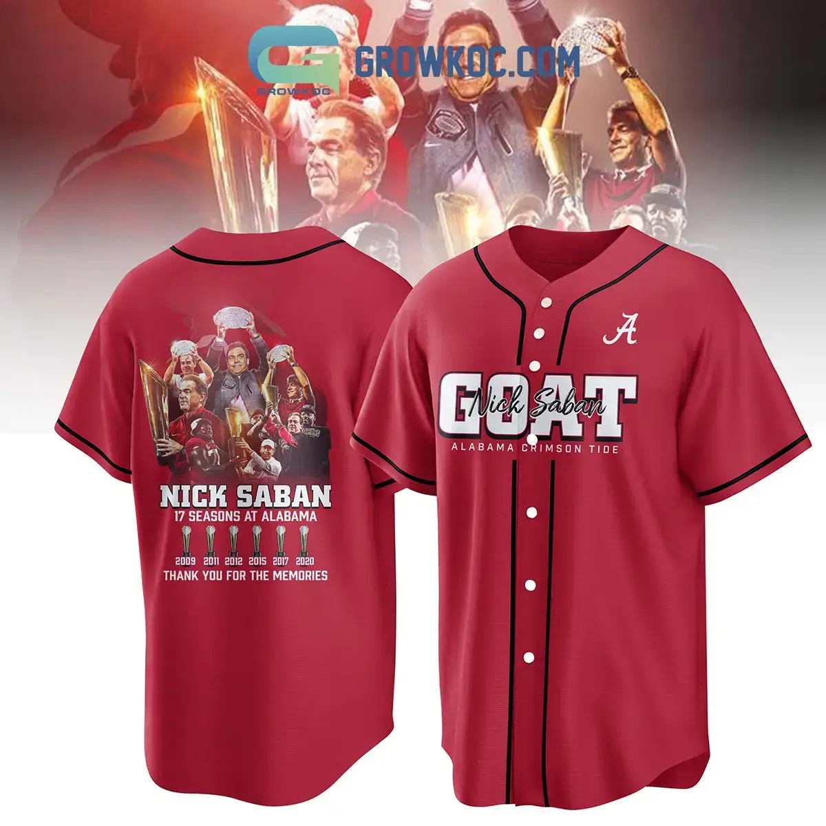 Nick Saban Goat Alabama Crimson Tide Memories Baseball Jersey Image
