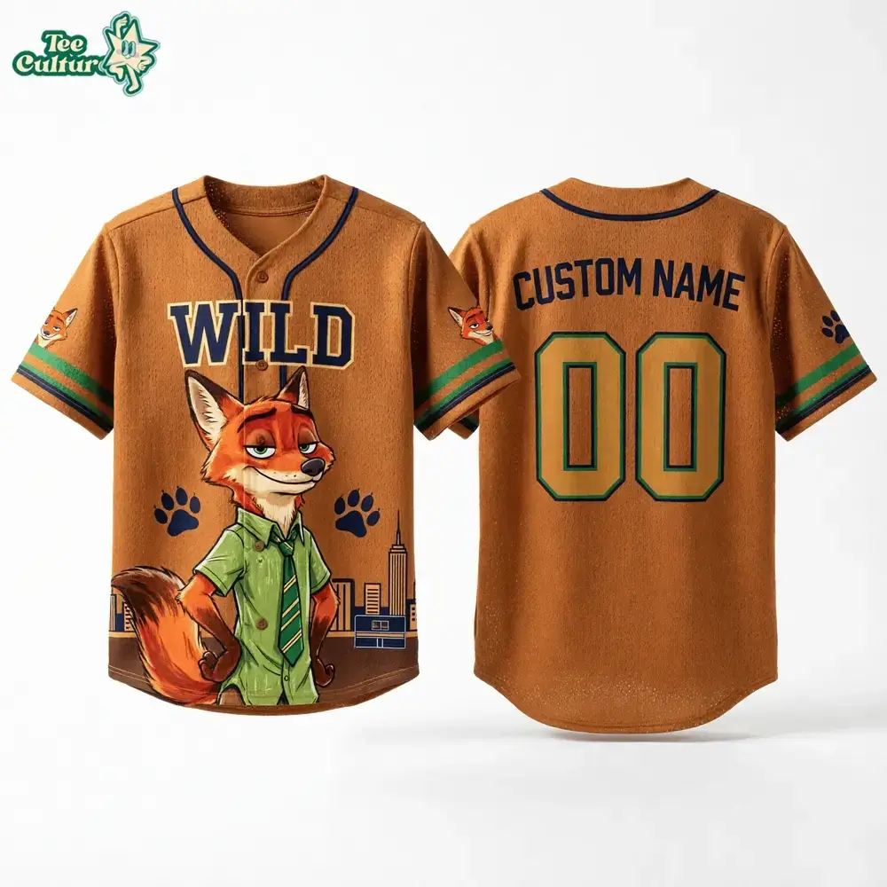 Nick Wilde Zootopia Character Inspired Baseball Jersey Image