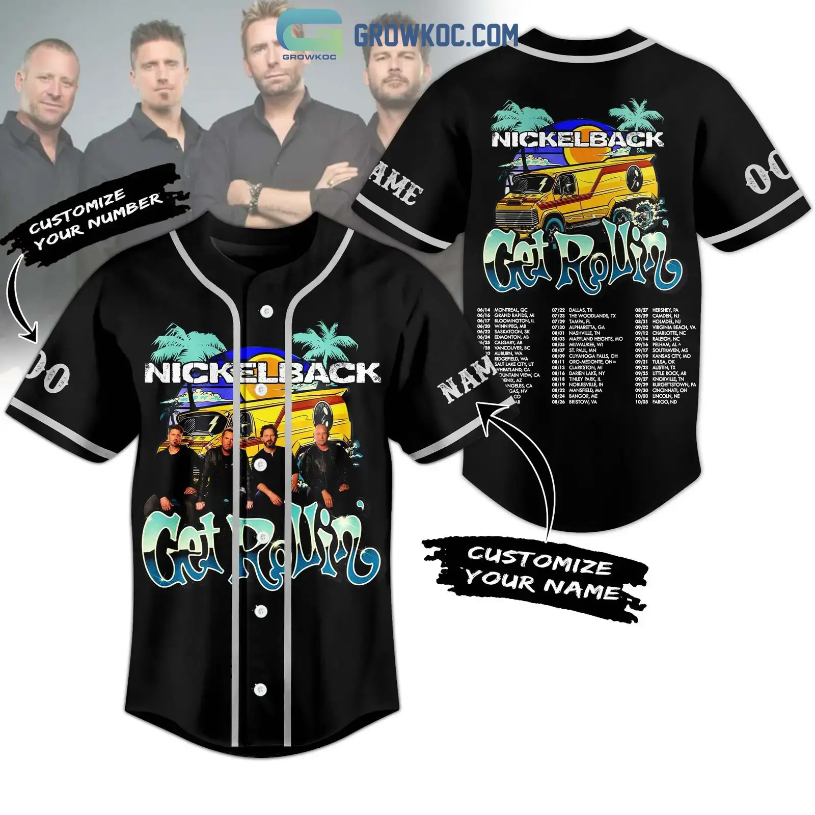 Nickelback Get Rollin Personalized Baseball Jersey Image