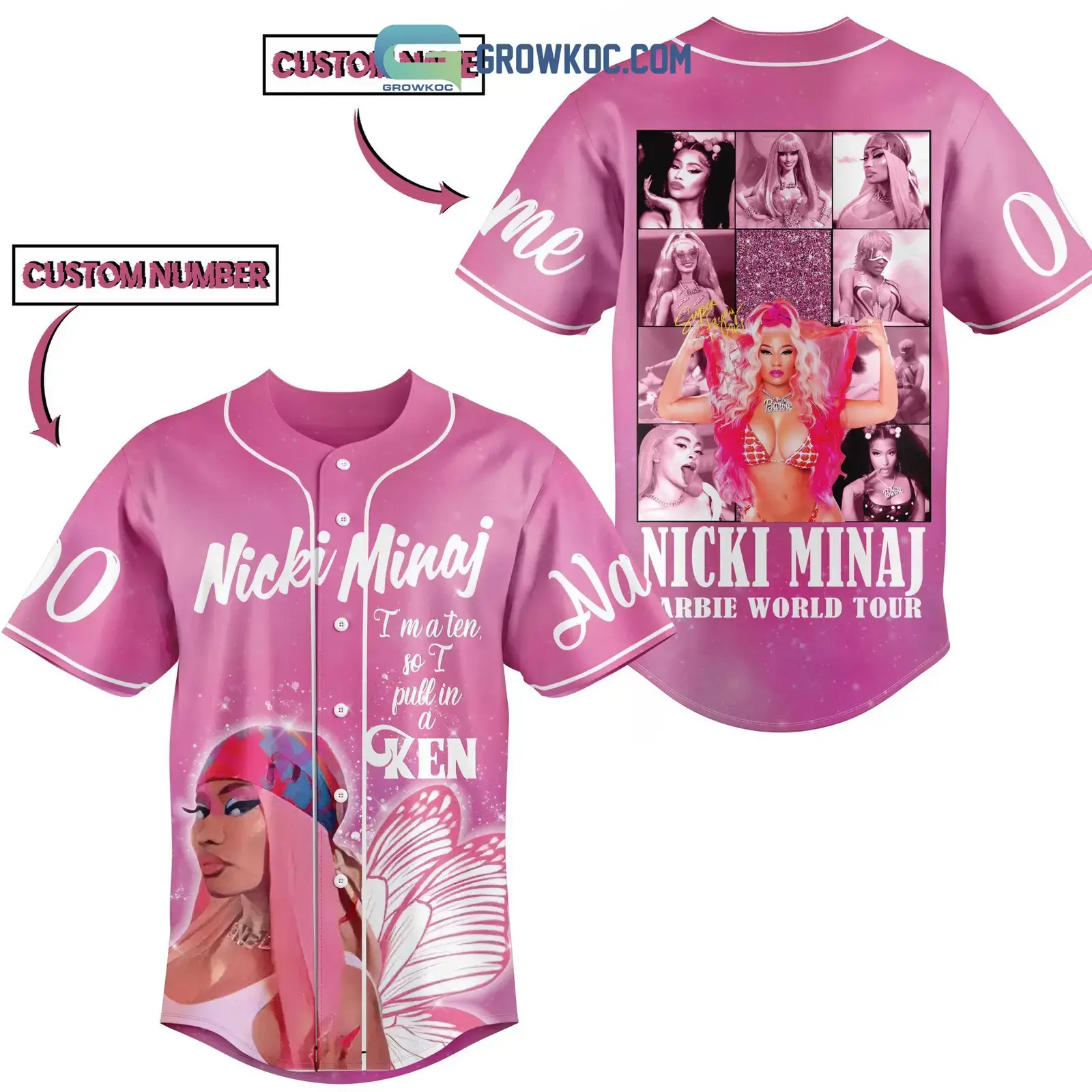 Nicki Minaj Barbie World Tour Personalized Baseball Jersey Image