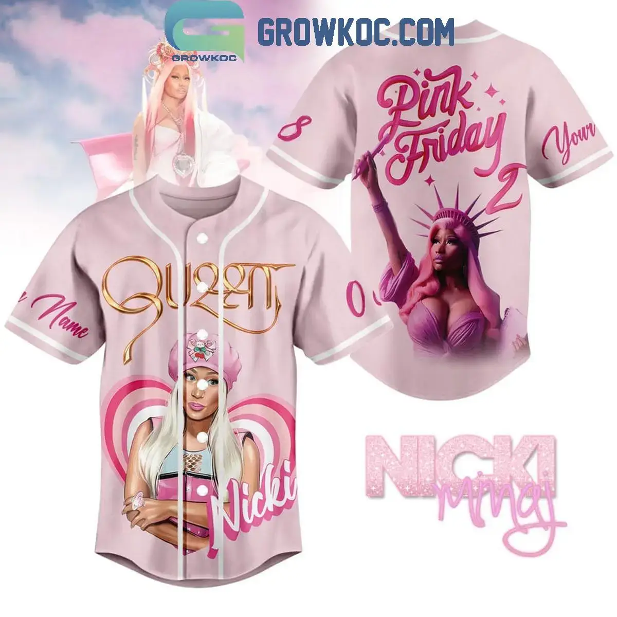Nicki Minaj GAG City Pink Friday Queen 2024 Personalized Pink Baseball Jersey Image