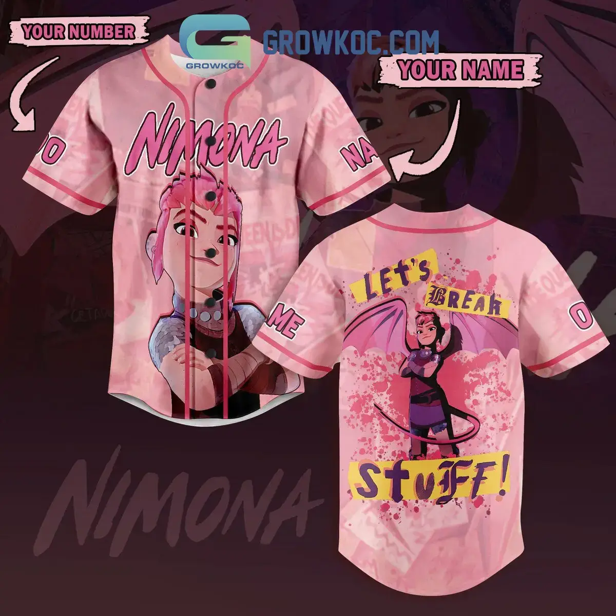 Nimona Let's Break Stuff Personalized Baseball Jersey Image