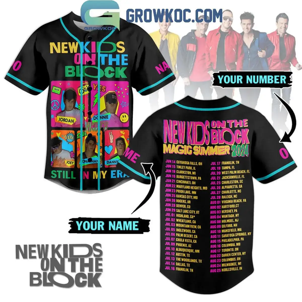 NKOTB Magic Summer 2024 Personalized Baseball Jersey Image