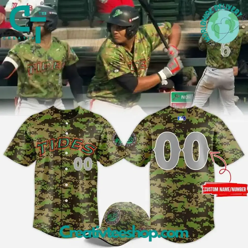 Norfolk Tides Special Camo Custom Baseball Jersey Image