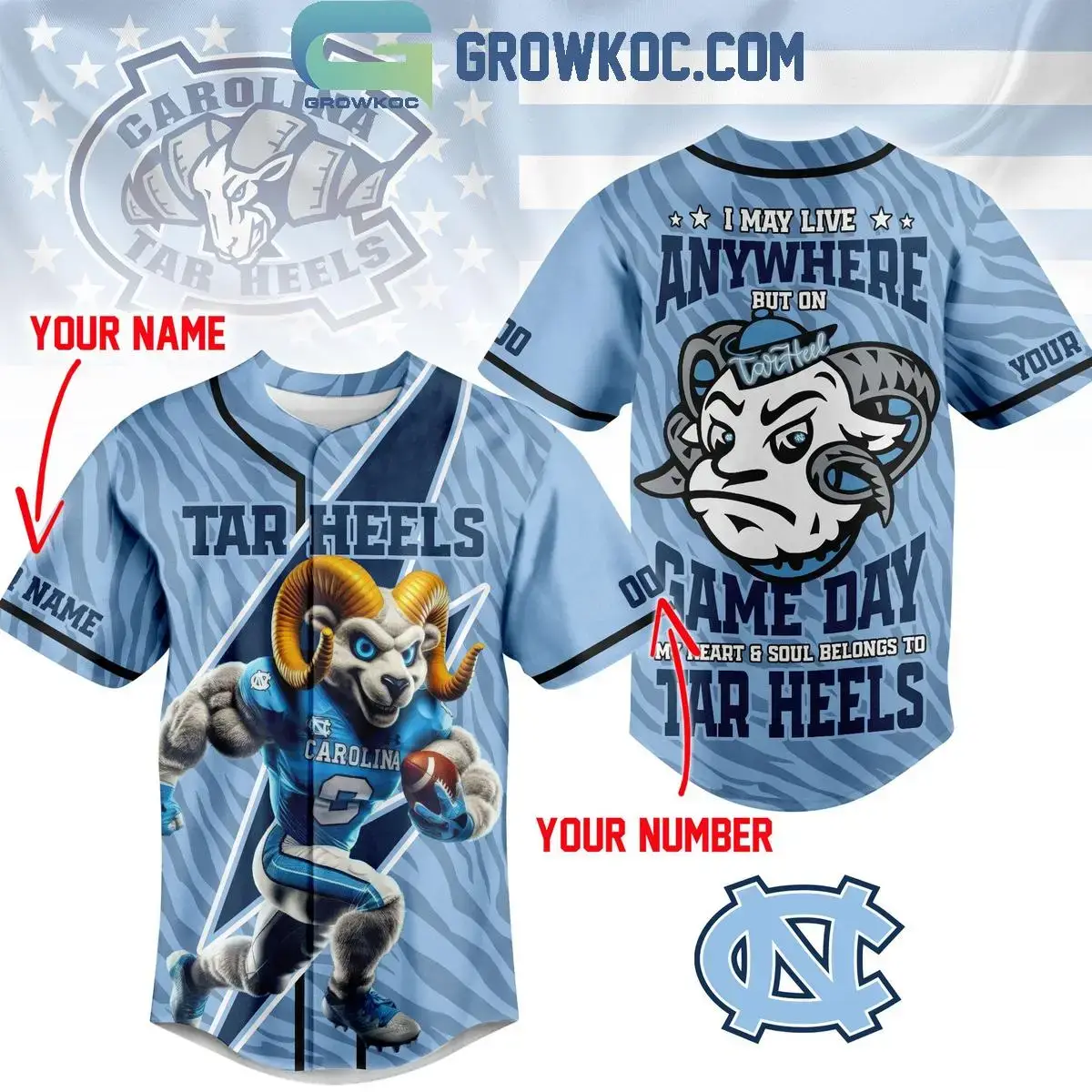 North Carolina Tar Heels My Hearts & Soul Belongs To Tar Heels Jersey Image
