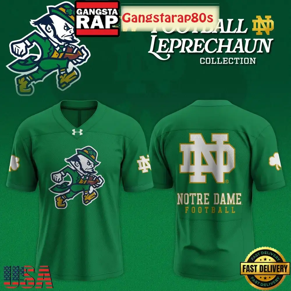 Notre Dame Fighting Irish Leprechaun New Logo Football Special Baseball Jersey Image