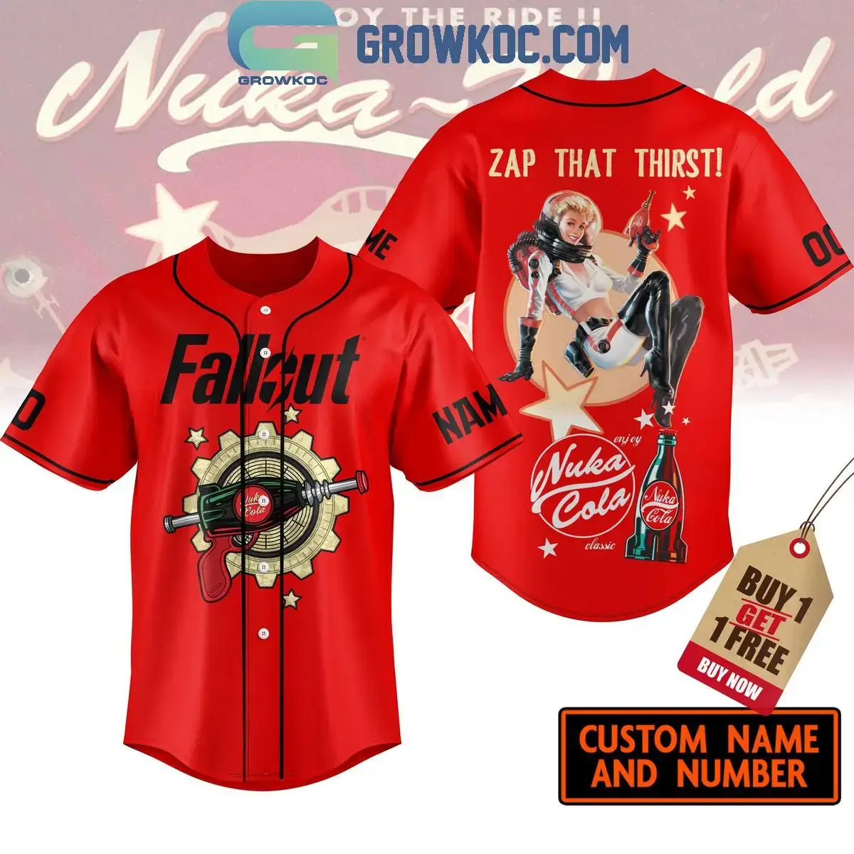 Nuka Cola Zap That Thirst Fallout Love Fan Personalized Baseball Jersey Image
