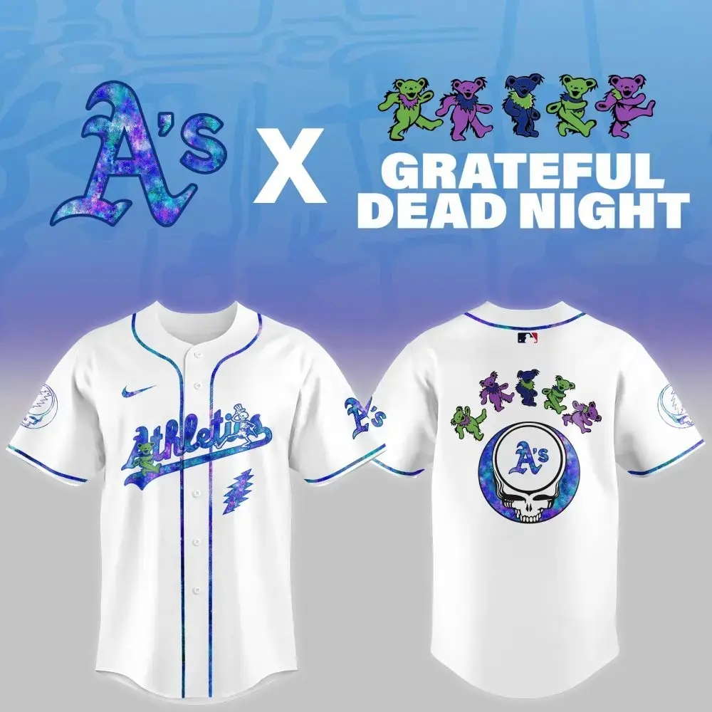 Oakland Athletics Mlb X Grateful Dead Theme Night Game Custom Baseball Jersey Image