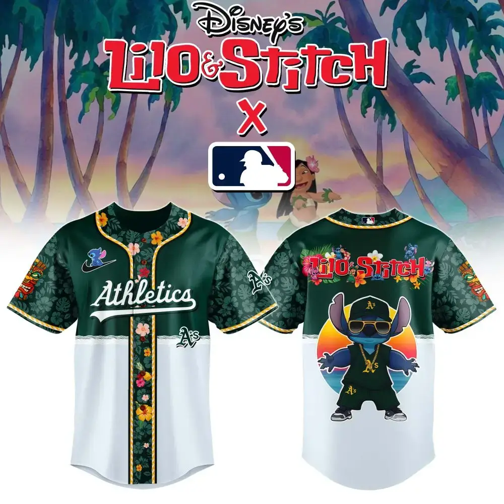 Oakland Athletics Mlb X Lilo & Stitch Custom Baseball Jersey Image